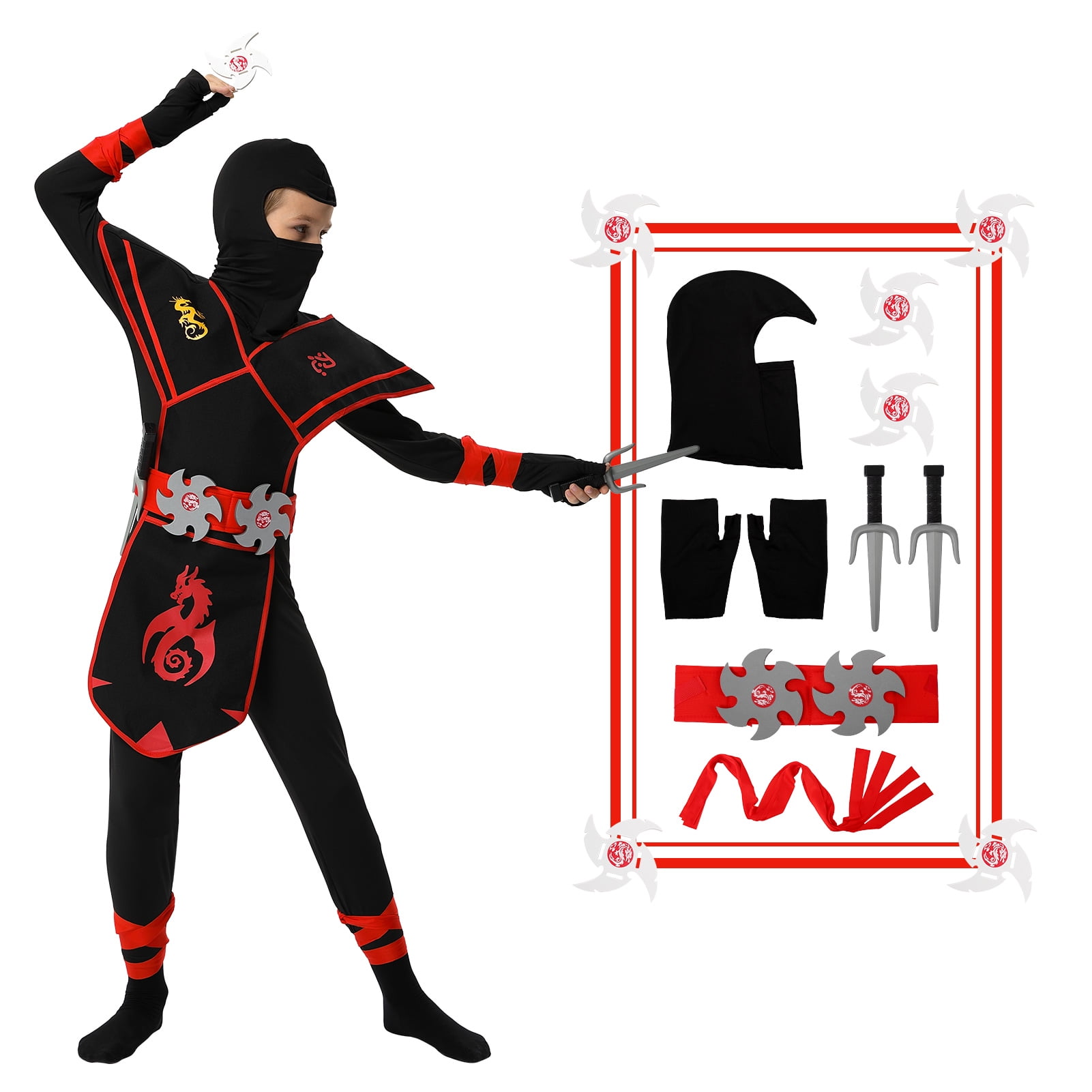 Juiluna Halloween Ninja Costume for Kids Ninja Deluxe Costume With