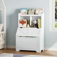 thumbnail image 1 of Juiluna Kids Bookshelf and Toy Storage Organizer, Large Wooden Toy Box Chest with Flip-top Lid and Cubby, 3-Tire Children's Bookcase with Toy Storage Cabinet, 1 of 7
