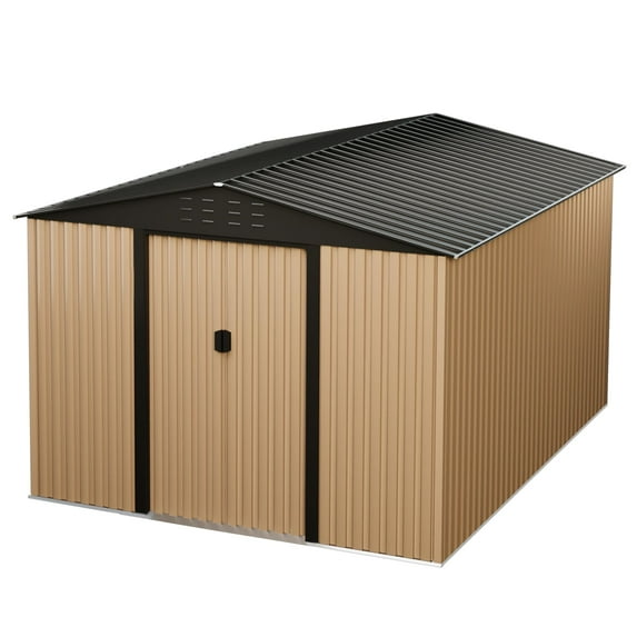 Juiluna Metal Garden Shed, 6FT x 4FT Outdoor Storage Shed, Outdoor Metal Utility Tool Storage Shed with Door Lock, Waterproof Roofs, for Backyard Garden Patio Lawn, Brown