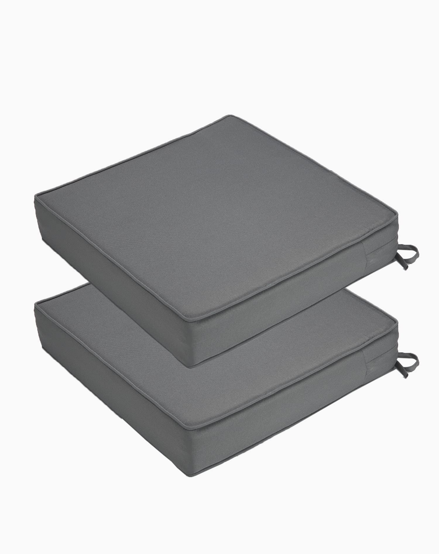 Juiluna Patio Chair Cushion for Outdoor Furniture 19x19x4 Inch, Waterproof Outdoor Seat Cushions for Patio Furniture, Garden Sofa Couch Chair Cushions with Ties, Set of 2, Dark Gray