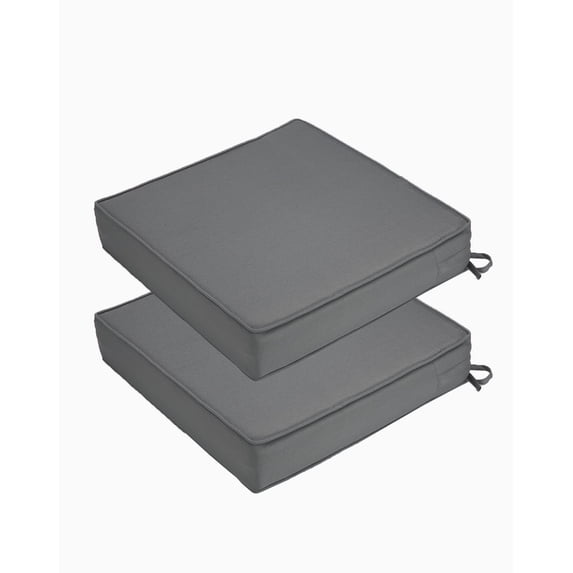 Juiluna Patio Chair Cushion for Outdoor Furniture 19x19x4 Inch, Waterproof Outdoor Seat Cushions for Patio Furniture, Garden Sofa Couch Chair Cushions with Ties, Set of 2, Dark Gray