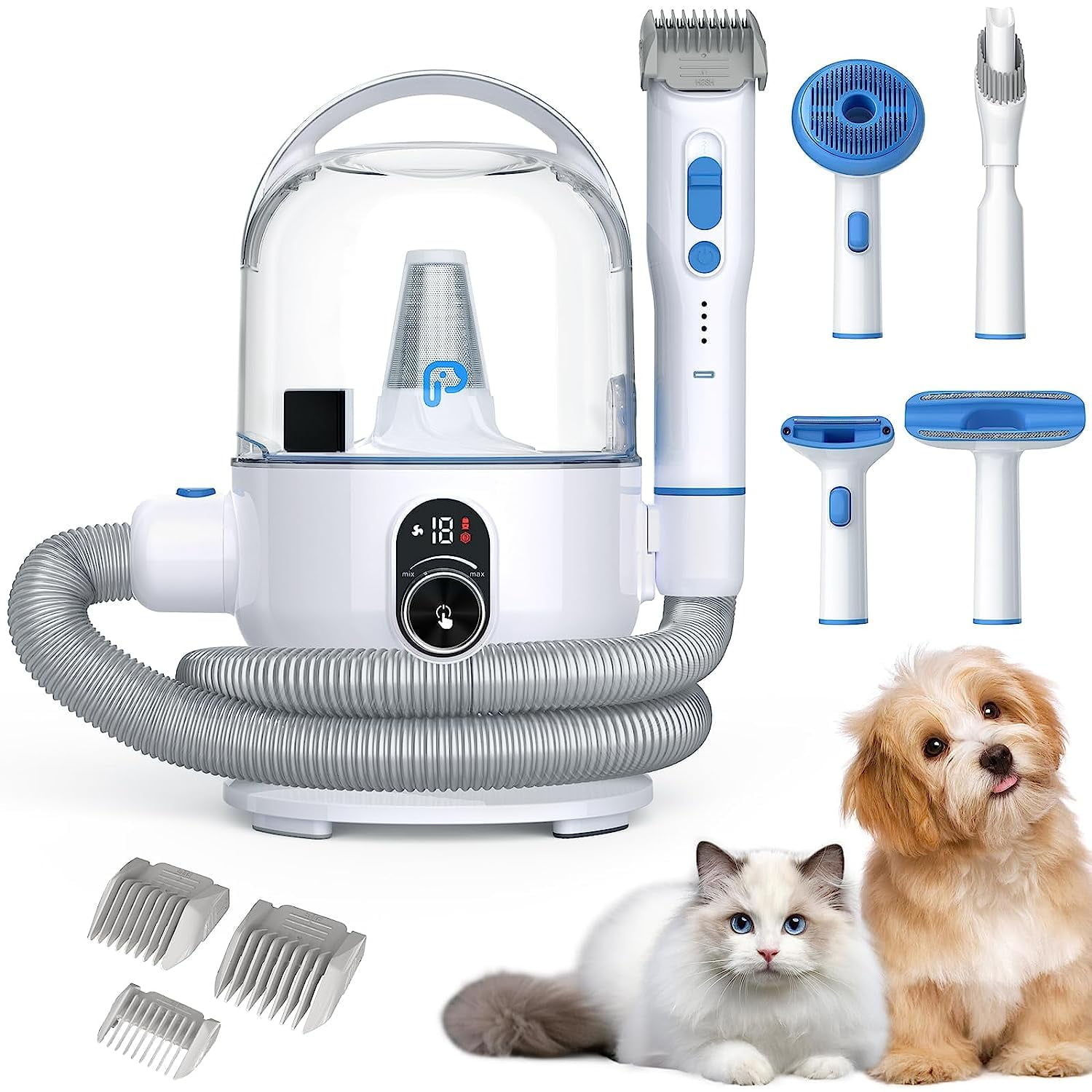 Juiluna 5-in-1 Pet Grooming Vacuum Kit, Fur Vacuum Removal, Low Noise ...