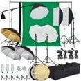 thumbnail image 1 of Juiluna Photography Lighting kit with Backdrops, 8.5ftx10ft Backdrop Stand, 5 tripod stands and Bulb, Umbrella Softbox Continuous Lighting, Photo Studio Equipment for Portrait Product Photo Shoot, 1 of 8