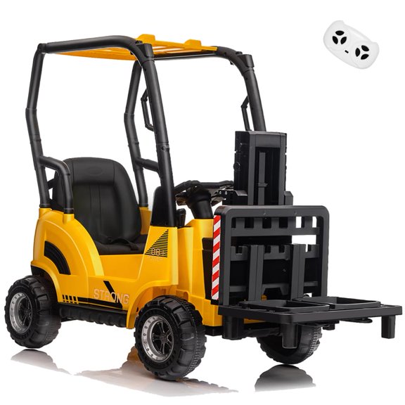 Juiluna Ride on Forklift Car with Tent, 12V Electric Ride On Car with Remote Control, Liftable Fork and Pallet, High/Low Variable Speed,Built-in Music,USB and Low-Power Alarm for Boys and Girls