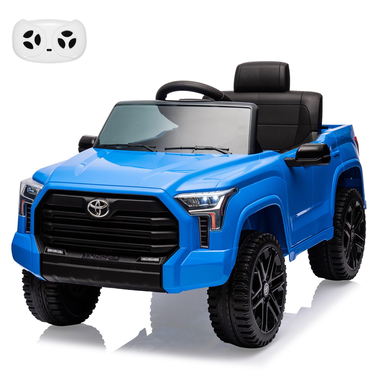 Juiluna Ride on Truck Car, 12V Licensed Toyota Tundra Ride on Car w/Remote Control, Battery Powered Electric Car with4 Wheels Spring Suspension, 3 Speeds, LED Lights, Gift for 3+ Kids-Blue