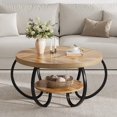 thumbnail image 1 of Juiluna Round Coffee Table 30" Center Table, 2-Tier Coffee Table Industrial Accent Tables with Adjustable Feet, Living Room Tables with Storage Shelf and Designed Wood Grain, Easy Assemble, 1 of 7