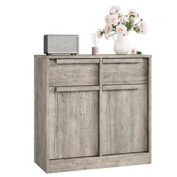Juiluna Sideboard Buffet Cabinet with 2 Drawers, 31.5 in Large Coffee Cabinet with Storage, Modern Storage Buffet Table for Kitchen Dining Room, Living Room, Grey
