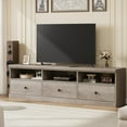 thumbnail image 1 of Juiluna TV Stand for 75 Inch TV, Mid-Century Modern Entertainment Center with Storage Drawer, 70" TV Console with Open Shelves, Wood Media Console TV Cabinet for Living Room, Gray, 1 of 8