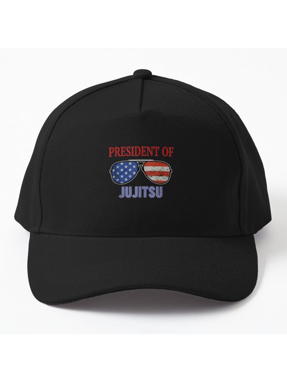 Jujitsu President Baseball Hat, American Flag Sunglasses Martial Arts Design, Classic Cap