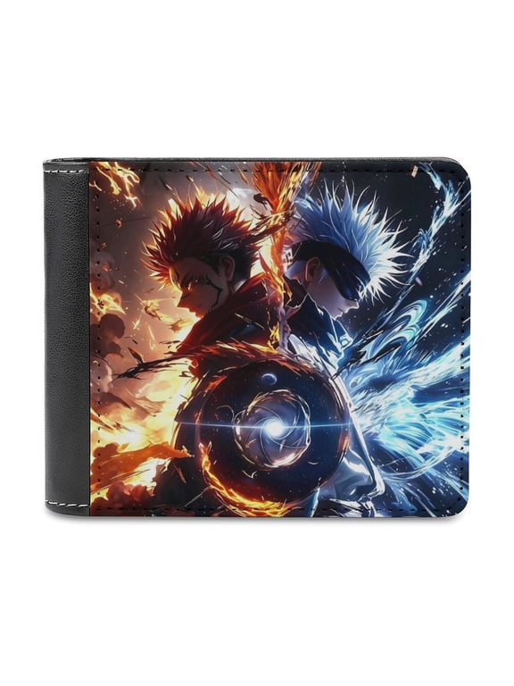 Juju-T-Su Anime Go-jo Cartoon Kai-Sen Wallet PU Leather Pocket Wallet Slim Purse with Card Holder for Work Travel
