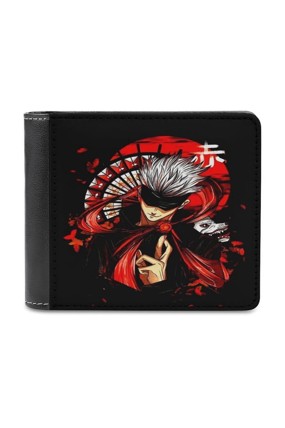 Jujutsu Anime Kaise Wallet for Men Leather Purse Clutch Card Holders Travel Wallet Thin Money Bag Cash Case
