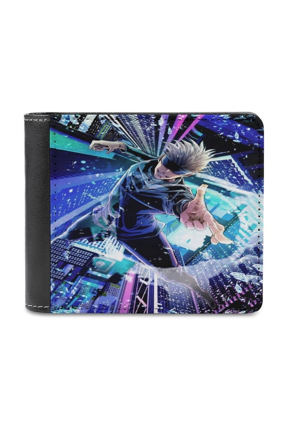 Jujutsu Anime Kaise Wallet for Men Leather Purse Clutch Card Holders Travel Wallet Thin Money Bag Cash Case