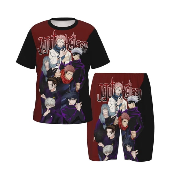 Jujutsu Anime Kaisen Pajamas Set Summer Cartoon Printed Short Set ...
