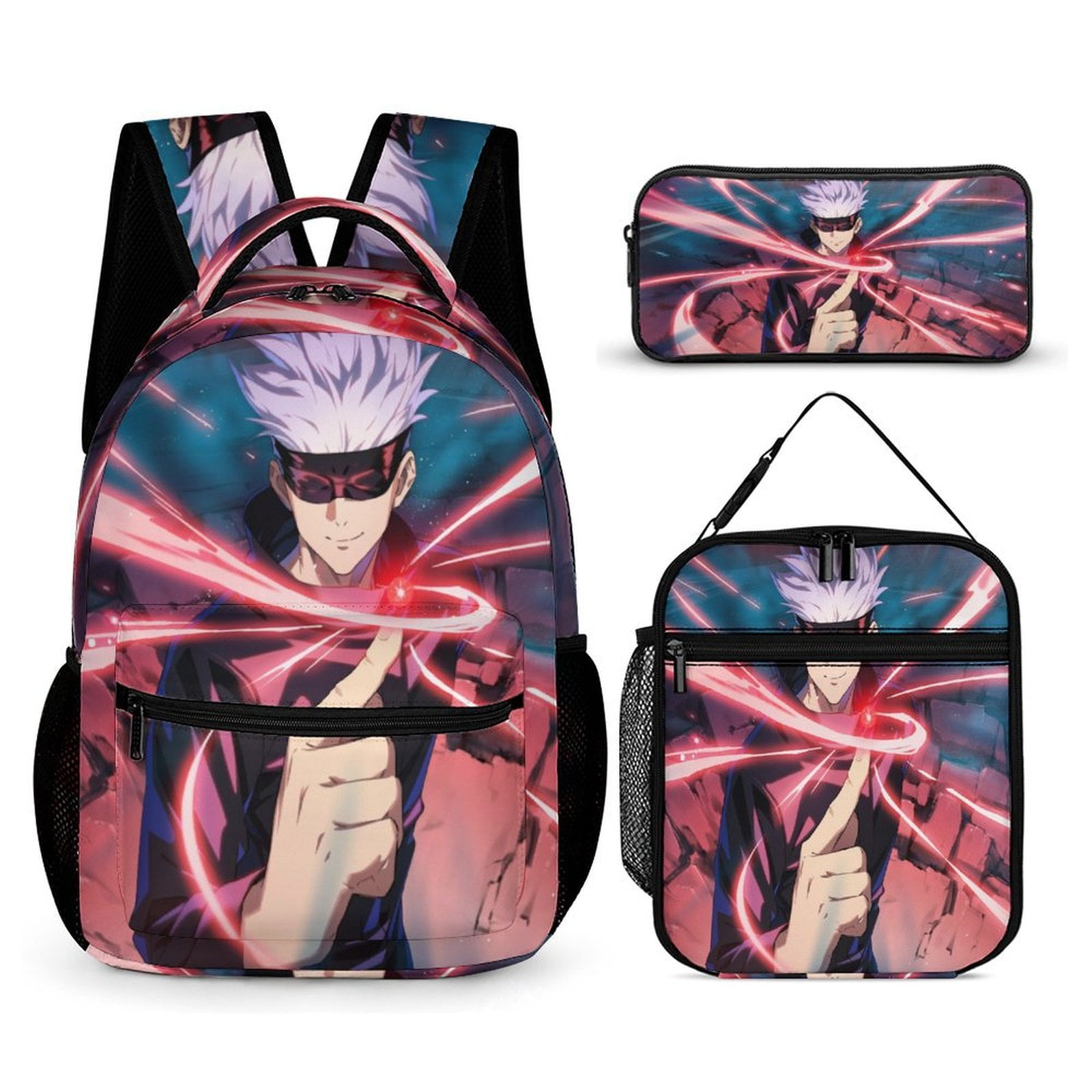 Jujutsu Backpack Gojo 17 Inch 3 Piece Set with Insulated Lunch Bag and ...