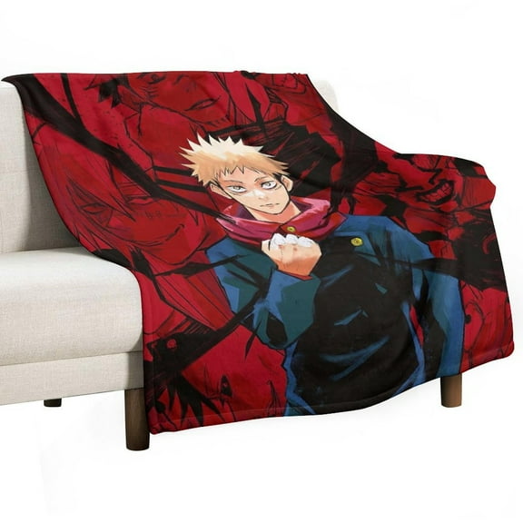 Jujutsu Blanket Kaisen Gojo Flannel Throw Blankets Soft Pile Cozy Plush Throw Blanket for All Seasons, 3D Printed Warm Blanket for Sofa Beds Home Decor