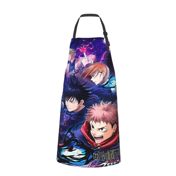 Jujutsu Kaisen Adjustable Bib Aprons, Waterdrop Resistant Apron with 2 Pockets for Kitchen Cooking Restaurant BBQ Painting Crafting
