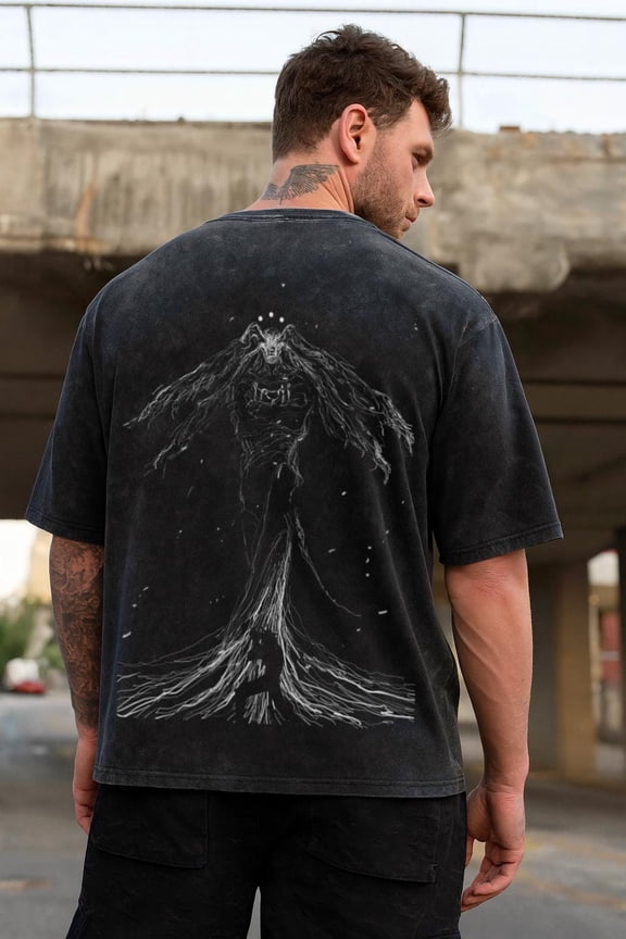 Jujutsu Kaisen Anime Acid Washed Oversize T-Shirt Mahoraga Anime Tee Gift For Him