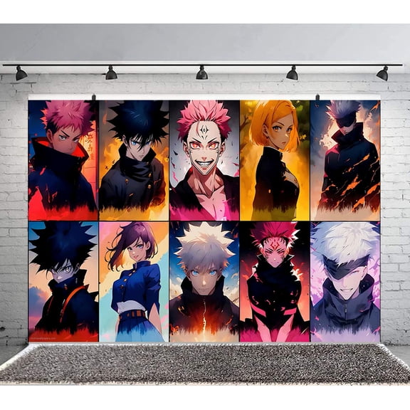Jujutsu Kaisen Backdrop Banner Party Supplies Poster Movie Theme Background for Photography Kids Birthday Decorations