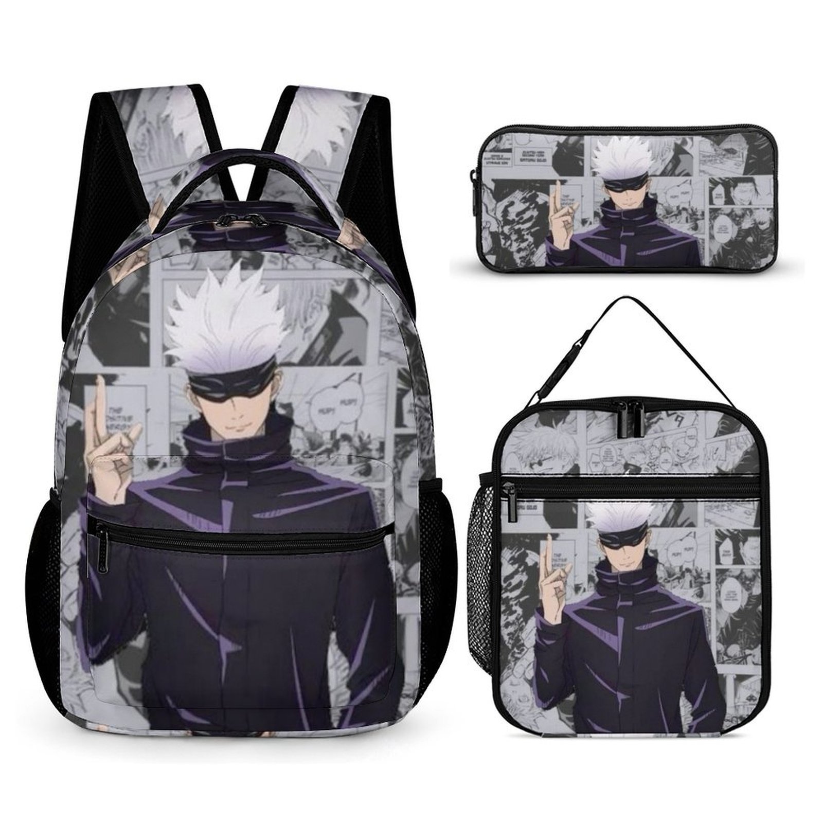 Jujutsu Kaisen Backpack 3 Piece Set Large Capacity Schoolbag & Lunch ...
