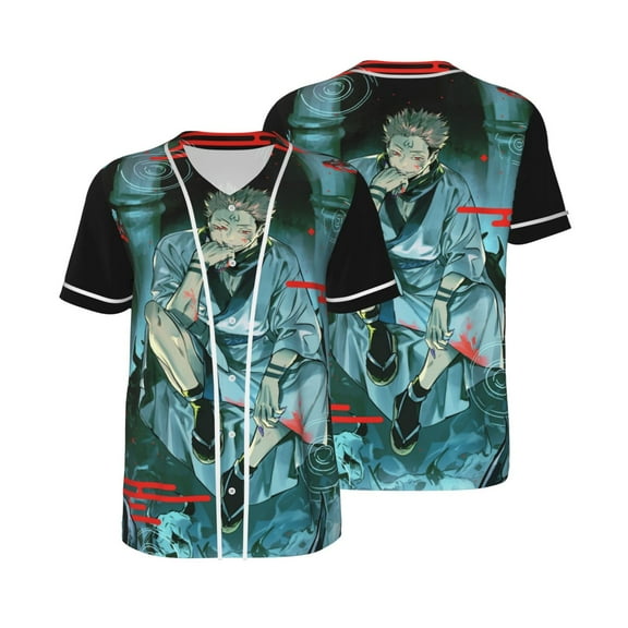 Jujutsu Kaisen Baseball Jerseys Shirts Baseball Button Down Shirt for Men Women Adult