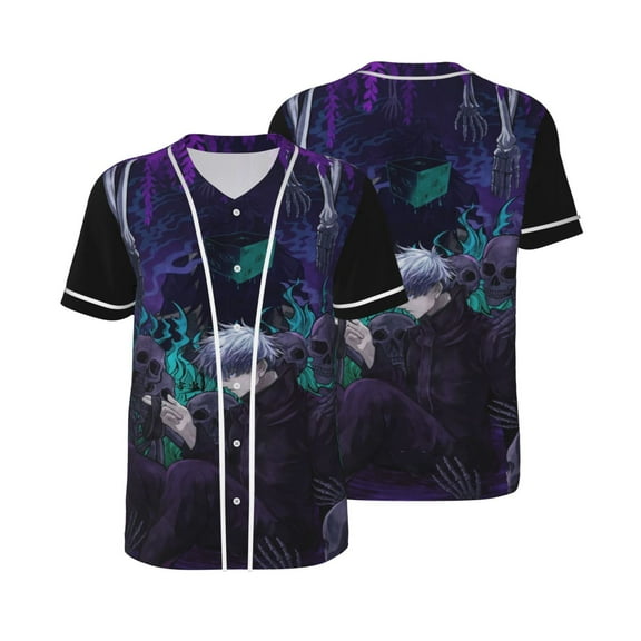 Jujutsu Kaisen Baseball Jerseys Shirts Baseball Button Down Shirt for Men Women Adult