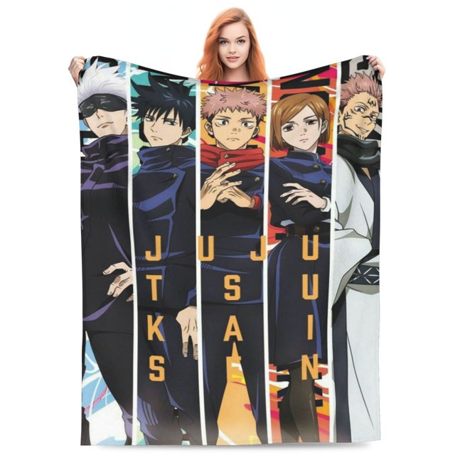 Jujutsu Kaisen Cartoon Flannel Blanket, Soft and Cozy Plush All Season