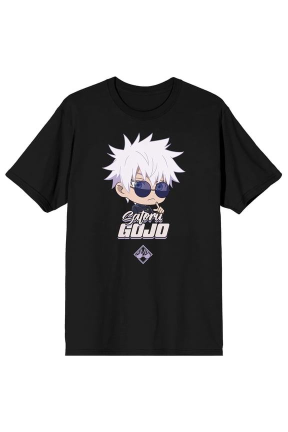Jujutsu Kaisen Chibi Gojo Adult Black Crew Neck Short Sleeve T-shirt-Medium
