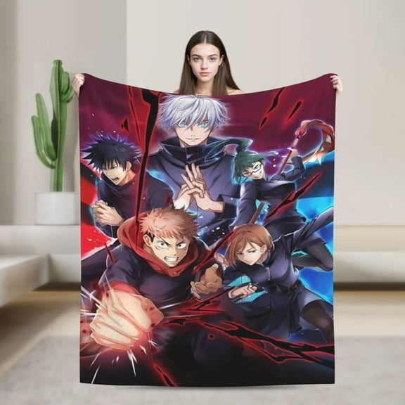 Jujutsu Kaisen Flannel Blanket Funny Ultra-Soft Micro Warm Throw Blanket For Boys Girls Young Adults, Warm Flannel Blanket For Living Room Bedroom Couch Bed 50"X40"