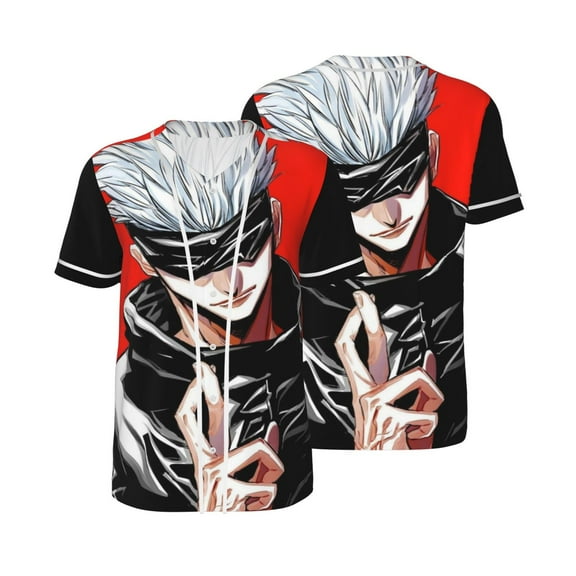 Jujutsu Kaisen Gojo Baseball Jerseys Shirts Baseball Button Down Shirt for Men Women Adult