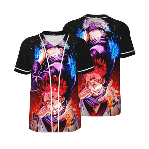 Jujutsu Kaisen Gojo Baseball Jerseys Shirts Baseball Button Down Shirt for Men Women Adult