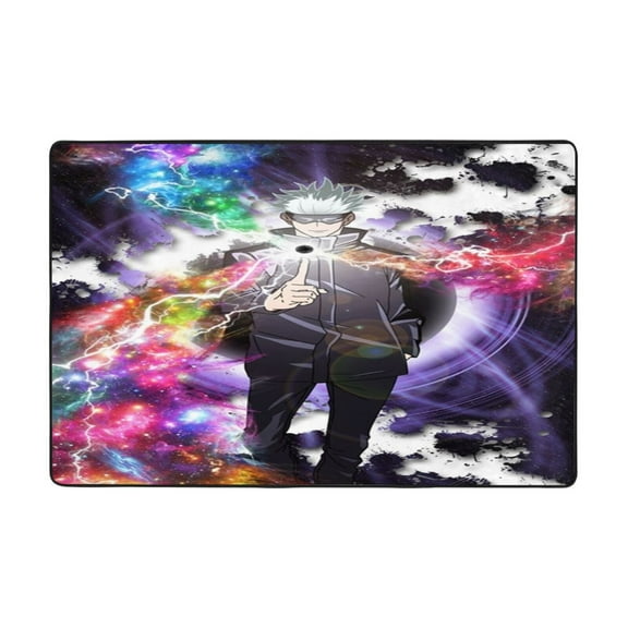 Jujutsu Kaisen Gojo Large Rug Anime Flannel Door Mat Bathroom Rugs Kitchen Rugs Velvet Carpet Floor Mat for Bedroom 36"x24"