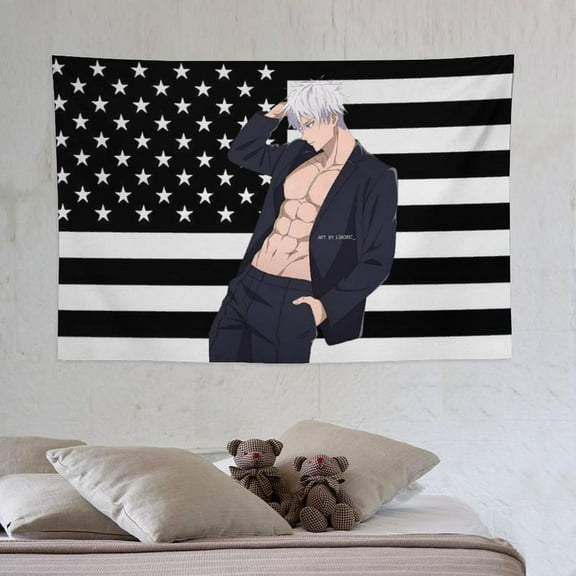 Jujutsu Kaisen Gojo Satoru tapestry anime interior decoration bedside sofa living room hanging painting poster Black flag background wall 13
