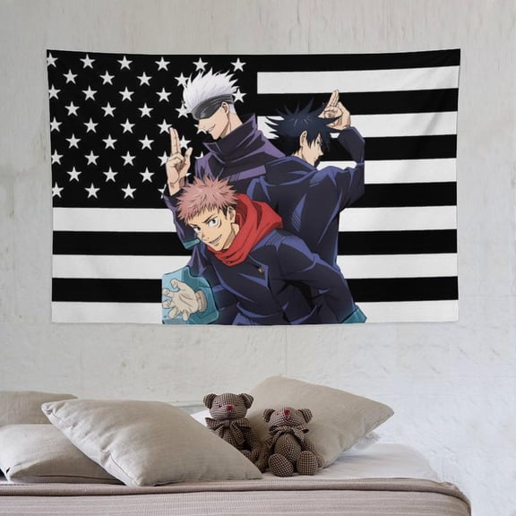 Jujutsu Kaisen Gojo Satoru tapestry anime interior decoration bedside sofa living room hanging painting poster Black flag background wall