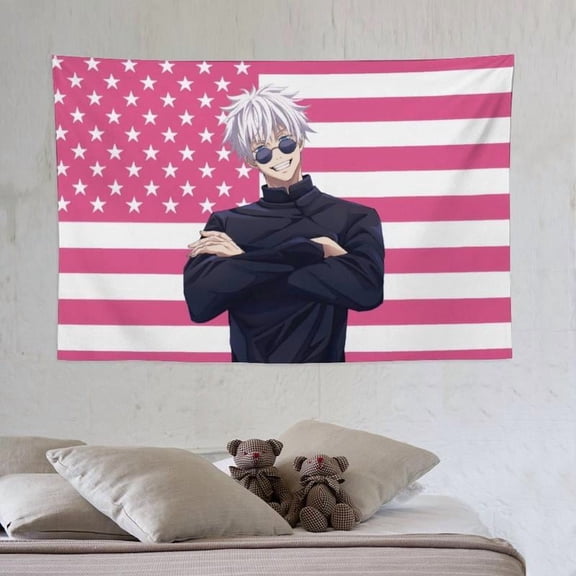 Jujutsu Kaisen Gojo Satoru tapestry anime interior decoration bedside sofa living room hanging painting poster pink flag background wall