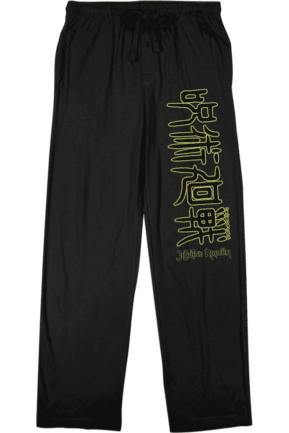 Jujutsu Kaisen Kanji Logo Men's Black Sleep Pajama Pants-XL