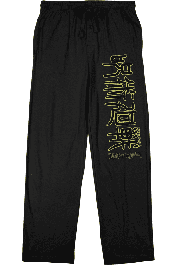 Jujutsu Kaisen Kanji Logo Men's Black Sleep Pajama Pants-XXL