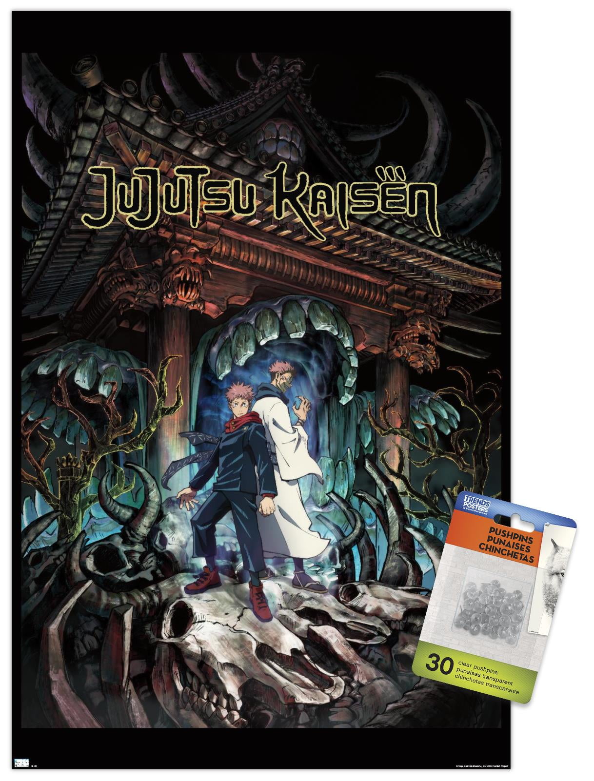 Jujutsu Kaisen - Key Art English Wall Poster with Pushpins, 14.725" x 22.375"