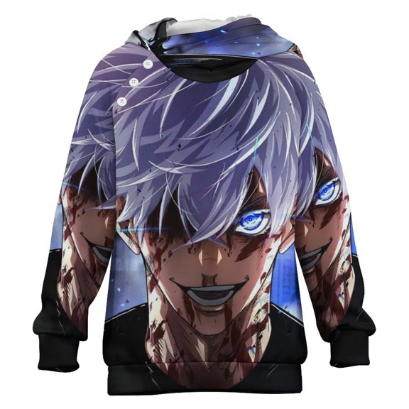 Jujutsu Kaisen Kids Pullover Hoodie Raglan Long Sleeve Sweatshirt Fashion Casual Sweater Jacket 12-13Y