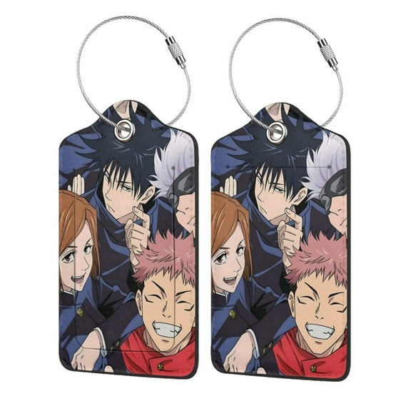 Jujutsu Kaisen Luggage Tags With Stainless Steel Ring For Suitcases, Pu Leather Name Id Labels With Privacy Flap (1 Pc)