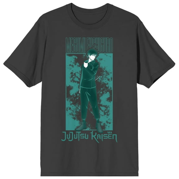 Jujutsu Kaisen Megumi Fushigoro Adult Charcoal Crew Neck Short Sleeve T-shirt-Large