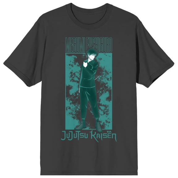 Jujutsu Kaisen Megumi Fushigoro Adult Charcoal Crew Neck Short Sleeve T-shirt-Small