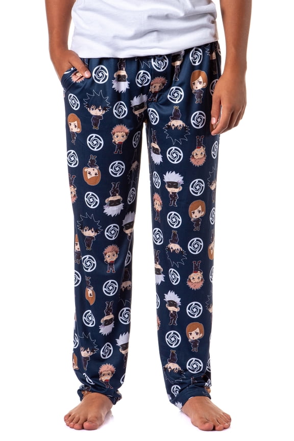 Jujutsu Kaisen Men's Chibi Sorcerers School Logo Allover Print Lounge Pajama Pants