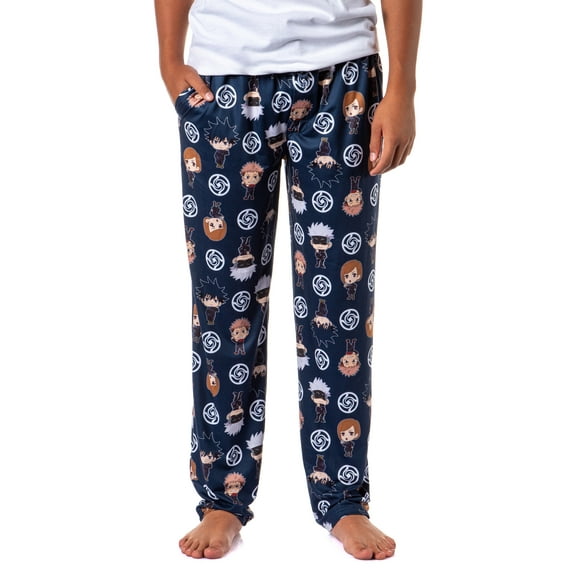 Jujutsu Kaisen Men's Chibi Sorcerers School Logo Allover Print Lounge Pajama Pants