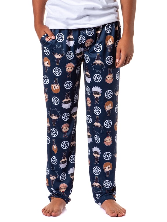 Jujutsu Kaisen Men's Chibi Sorcerers School Logo Allover Print Lounge Pajama Pants