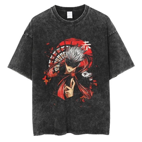 Jujutsu Kaisen Men's Cotton Summer T-Shirts Vintage Tee Loose Fit Short Sleeve Casual Tshirts for Men Women M