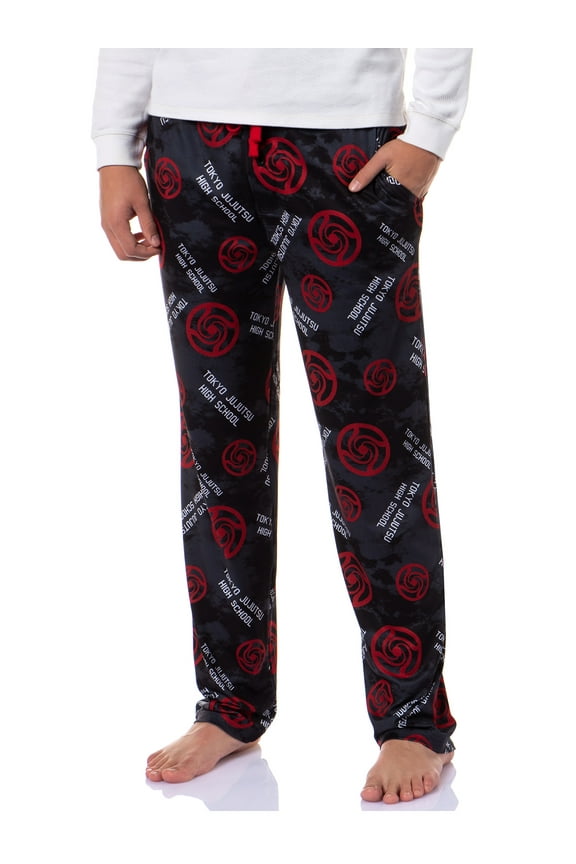 Jujutsu Kaisen Men's Tokyo Jujutsu High School Logo Allover Print Adult Lounge Sleep Pants