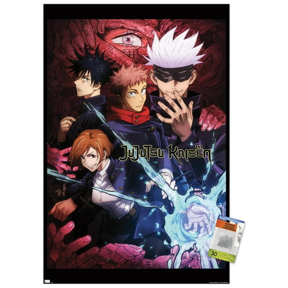 Jujutsu Kaisen - One Sheet English Wall Poster with Push Pins, 22.375" x 34"