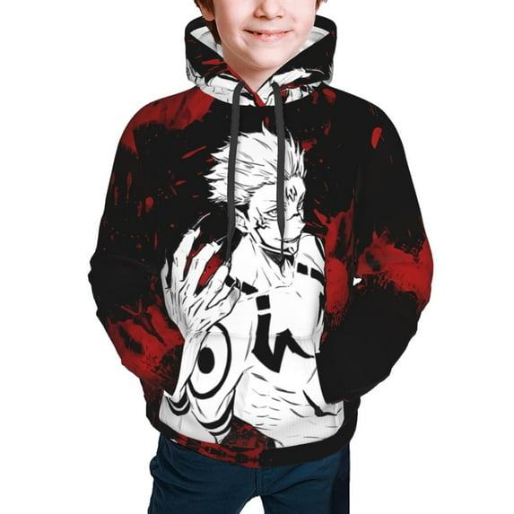 Jujutsu Kaisen Ryomen Sukuna Kids' Hoodie 3d Print Sweatshirt Soft Pullover Hooded With Big Pockets For Boys Or Girls Small