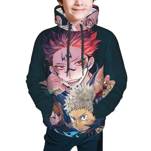 Jujutsu Kaisen Ryomen Sukuna Kids' Hoodie 3d Print Sweatshirt Soft Pullover Hooded With Big Pockets For Boys Or Girls Small
