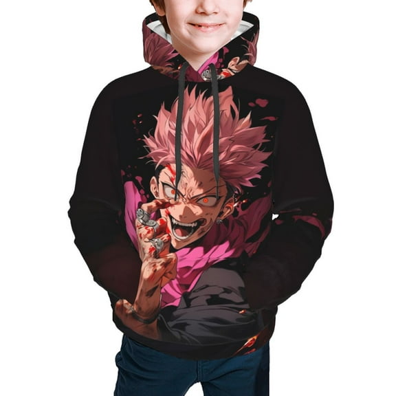 Jujutsu Kaisen Ryomen Sukuna Kids' Hoodie 3d Print Sweatshirt Soft Pullover Hooded With Big Pockets For Boys Or Girls Small